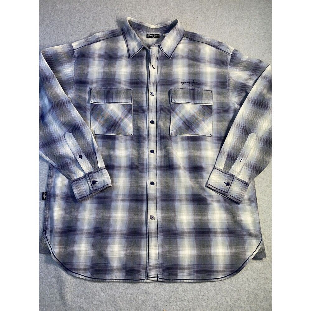 Sean John men Long Sleeve Button Down Striped Shirt Size L